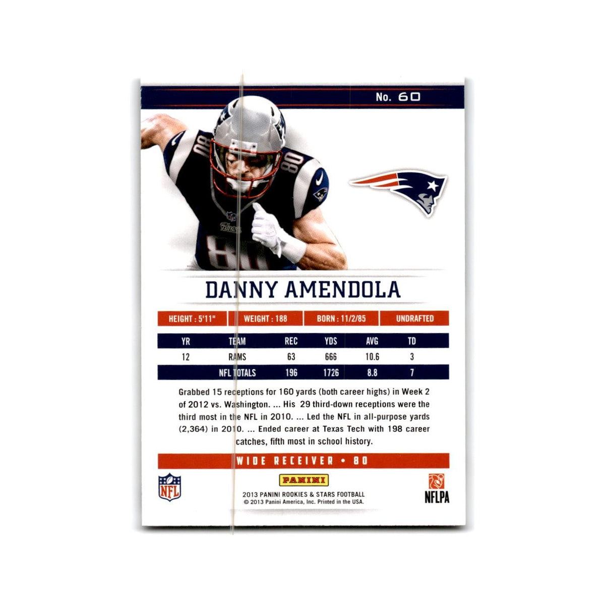 Danny Amendola 2013 Panini Rookies & Stars #60 New England Patriots NM