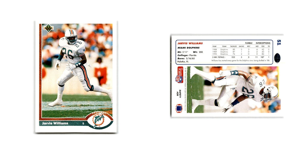 Jarvis Williams 1991 Upper Deck #51 Miami Dolphins Football Card NM