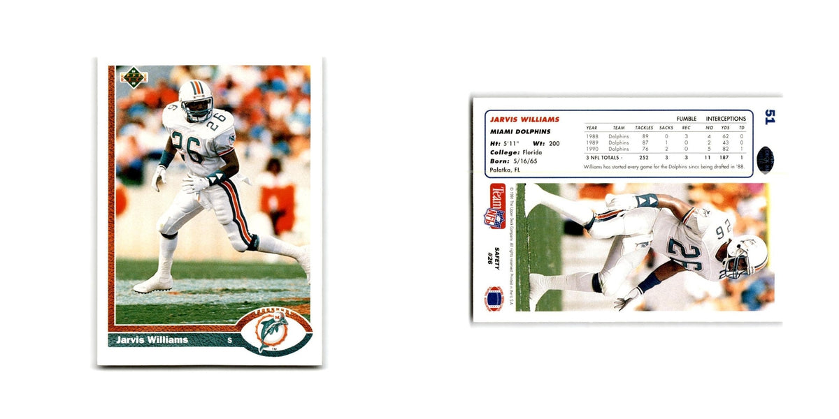 Jarvis Williams 1991 Upper Deck #51 Miami Dolphins Football Card NM