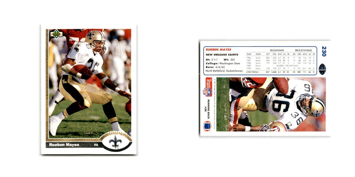 Rueben Mayes 1991 Upper Deck #230 New Orleans Saints Football Card NM
