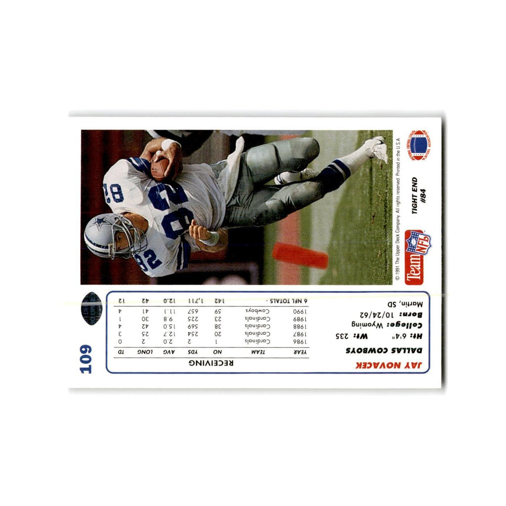Jay Novacek 1991 Upper Deck #109 Dallas Cowboys Football Card NM