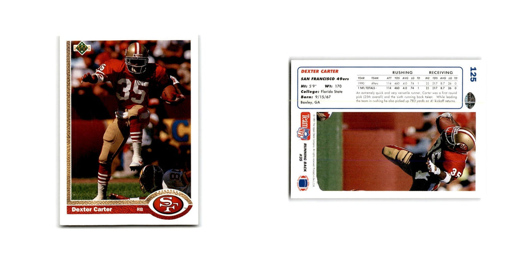 Dexter Carter 1991 Upper Deck #125 San Francisco 49ers Football Card NM