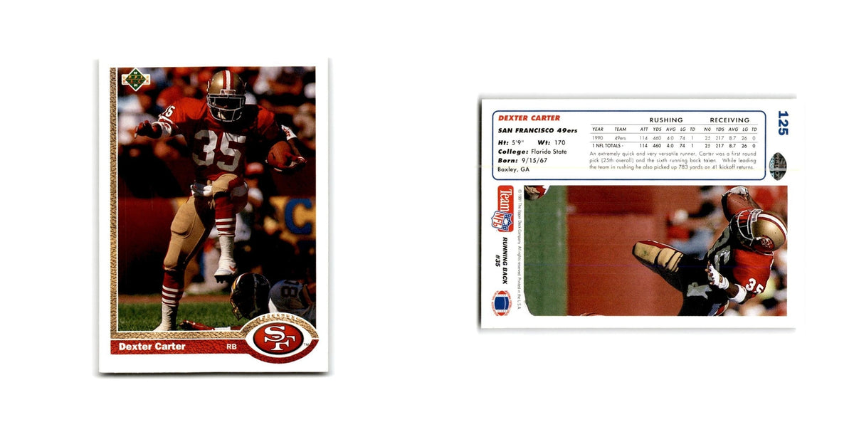 Dexter Carter 1991 Upper Deck #125 San Francisco 49ers Football Card NM