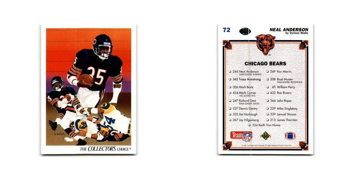 Neal Anderson 1991 Upper Deck #72 Chicago Bears Football Card NM
