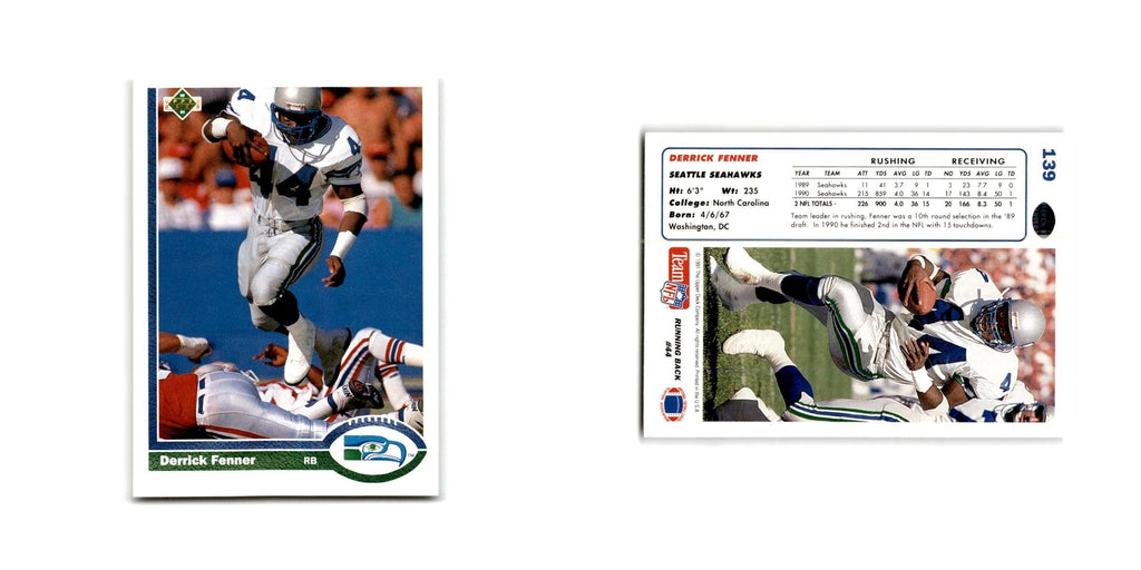 Derrick Fenner 1991 Upper Deck #139 Seattle Seahawks Football Card NM