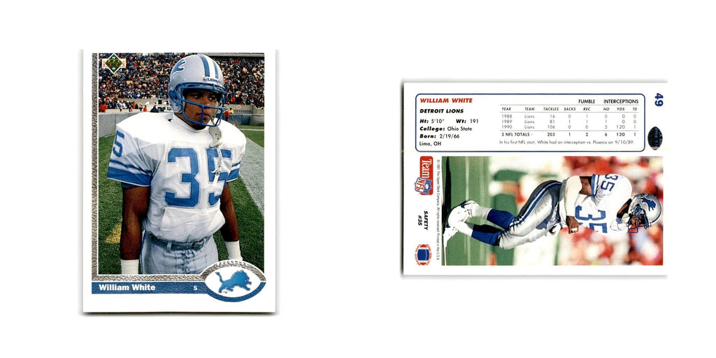 William White 1991 Upper Deck #49 Detroit Lions Football Card NM