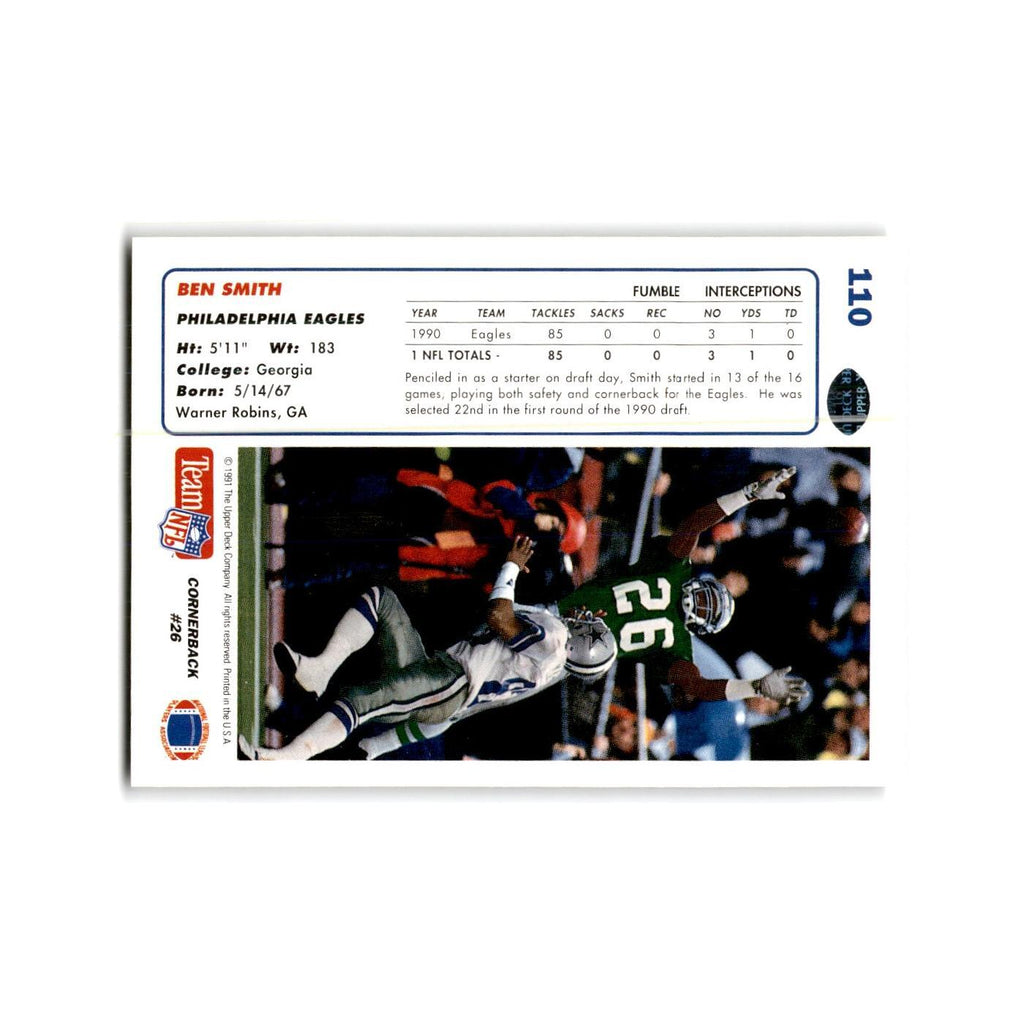 Ben Smith 1991 Upper Deck #110 Philadelphia Eagles Football Card NM
