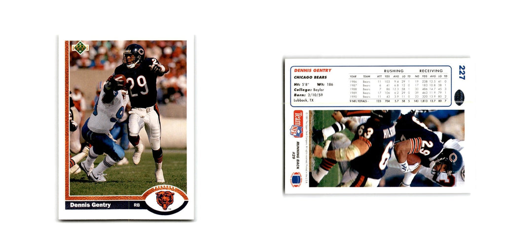 Dennis Gentry 1991 Upper Deck #227 Chicago Bears Football Card NM