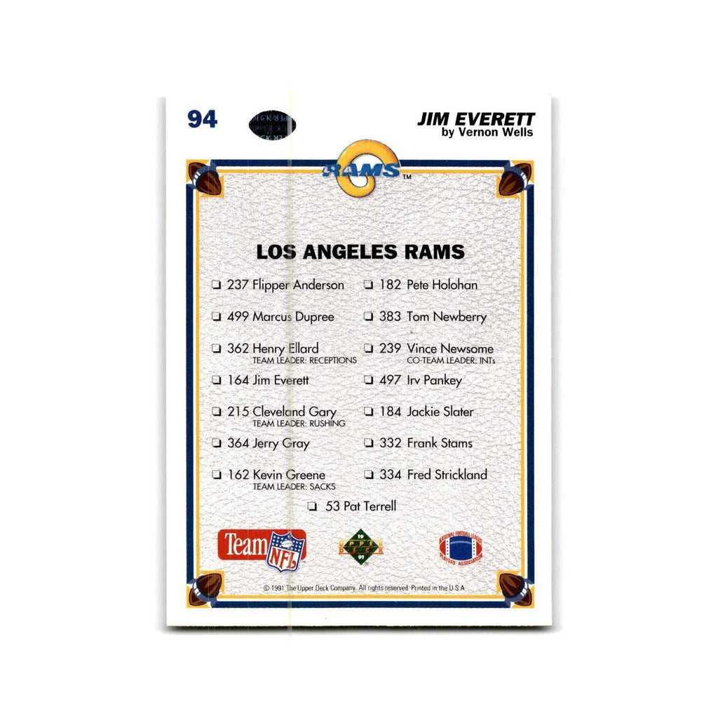 Jim Everett 1991 Upper Deck #94 Los Angeles Rams Football Card NM
