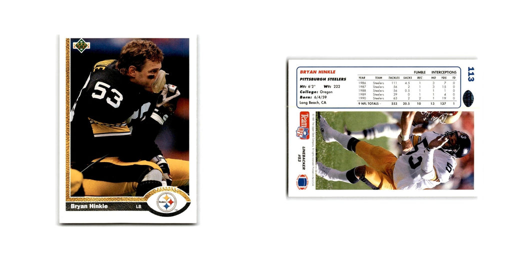 Bryan Hinkle 1991 Upper Deck #113 Pittsburgh Steelers Football Card NM