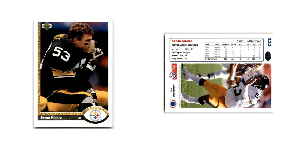 Bryan Hinkle 1991 Upper Deck #113 Pittsburgh Steelers Football Card NM