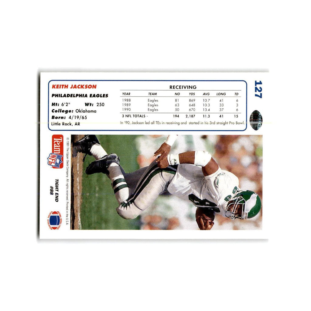 Keith Jackson 1991 Upper Deck #127 Philadelphia Eagles Football Card NM