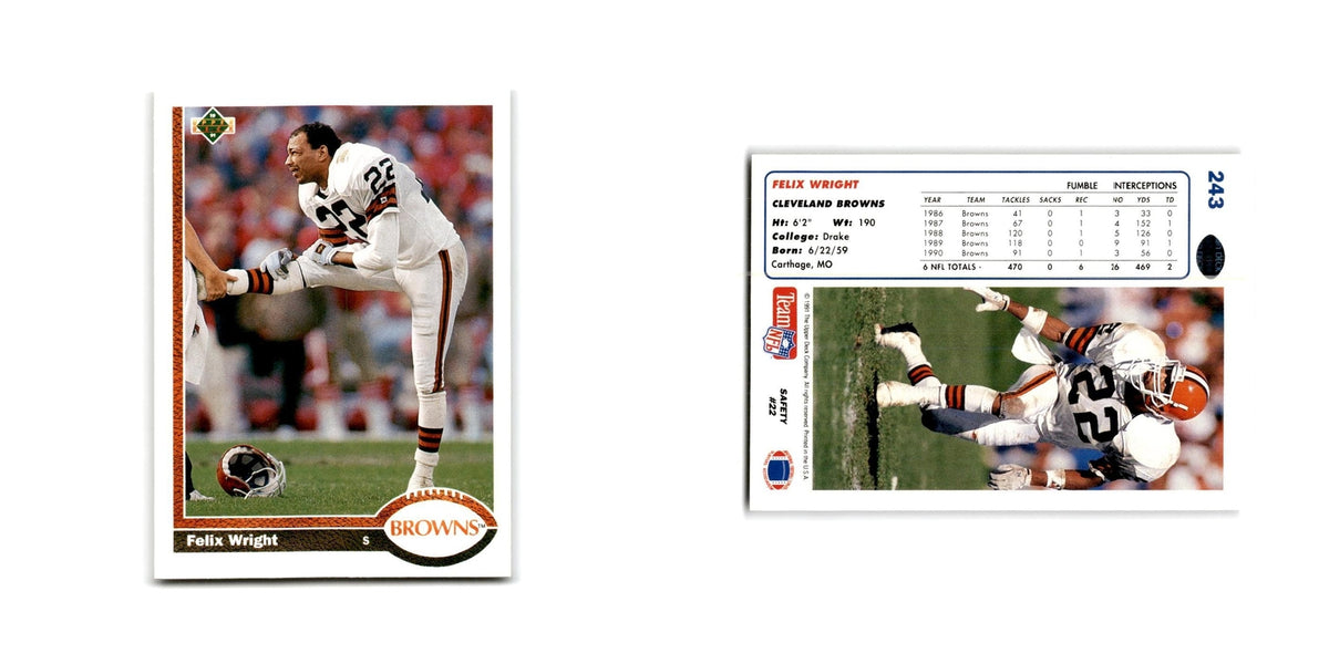 Felix Wright 1991 Upper Deck #243 Cleveland Browns Football Card NM