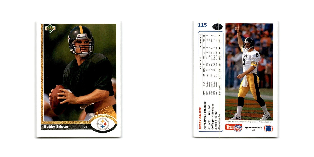 Bubby Brister 1991 Upper Deck #115 Pittsburgh Steelers Football Card NM