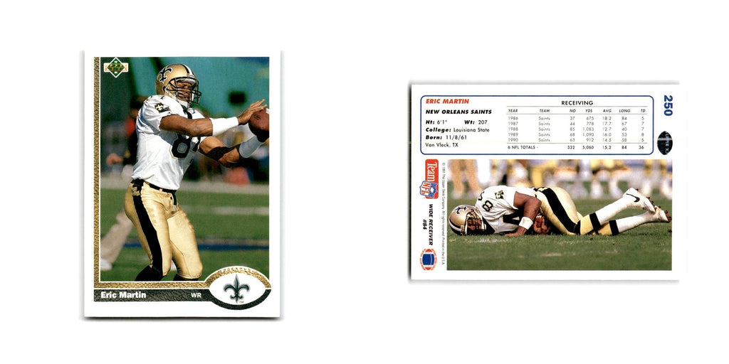 Eric Martin 1991 Upper Deck #250 New Orleans Saints Football Card NM