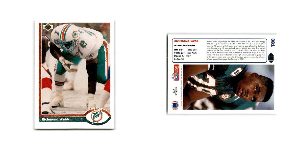 Richmond Webb 1991 Upper Deck #381 Miami Dolphins Football Card NM