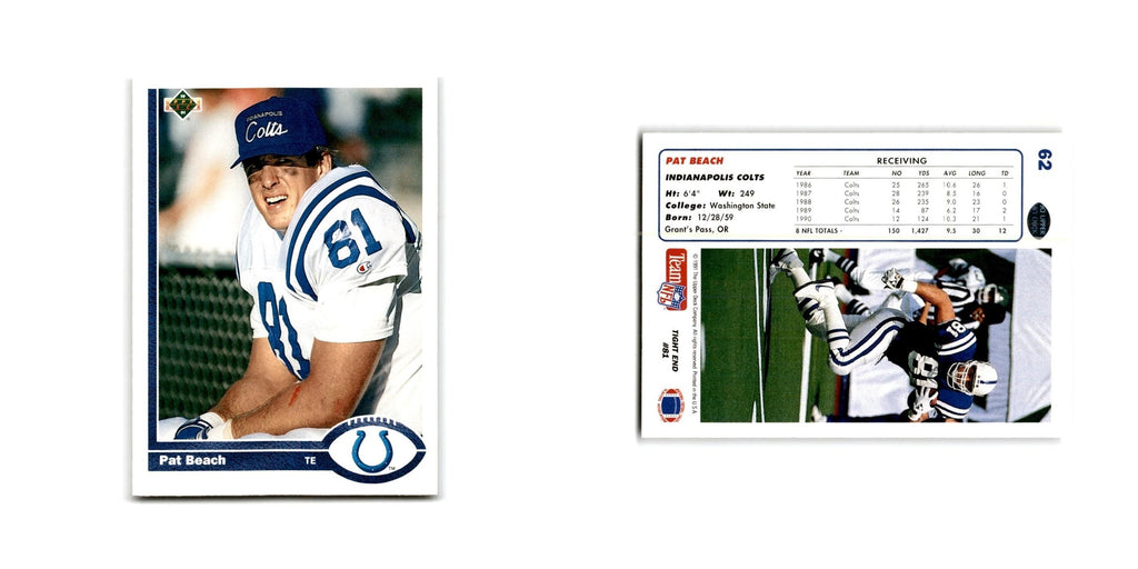 Pat Beach 1991 Upper Deck #62 Indianapolis Colts Football Card NM
