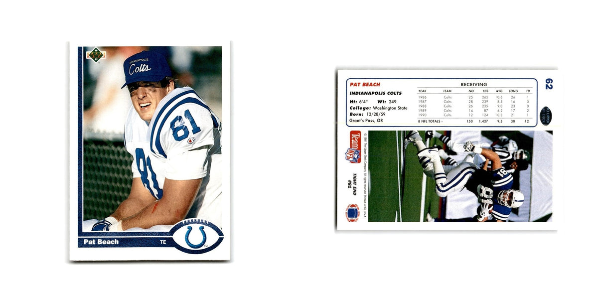 Pat Beach 1991 Upper Deck #62 Indianapolis Colts Football Card NM