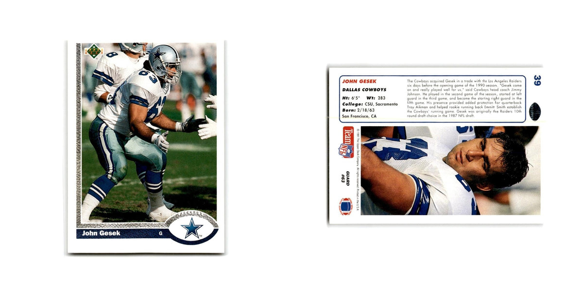 John Gesek 1991 Upper Deck #39 Dallas Cowboys Football Card NM