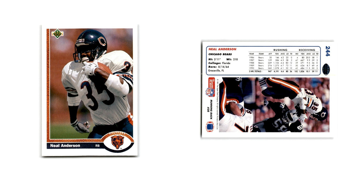 Neal Anderson 1991 Upper Deck #244 Chicago Bears Football Card NM