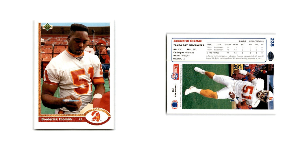 Broderick Thomas 1991 Upper Deck #235 Tampa Bay Buccaneers Football Card NM