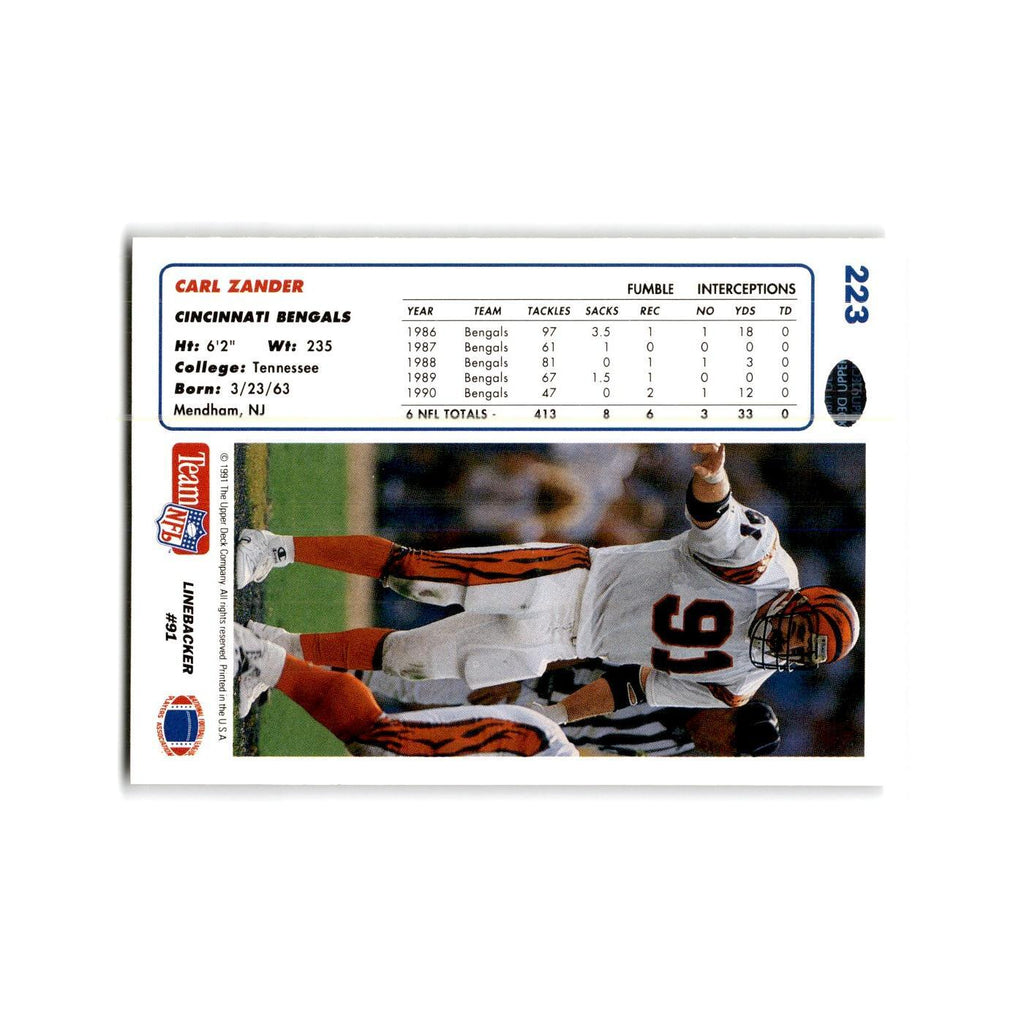 Carl Zander 1991 Upper Deck #223 Cincinnati Bengals Football Card NM