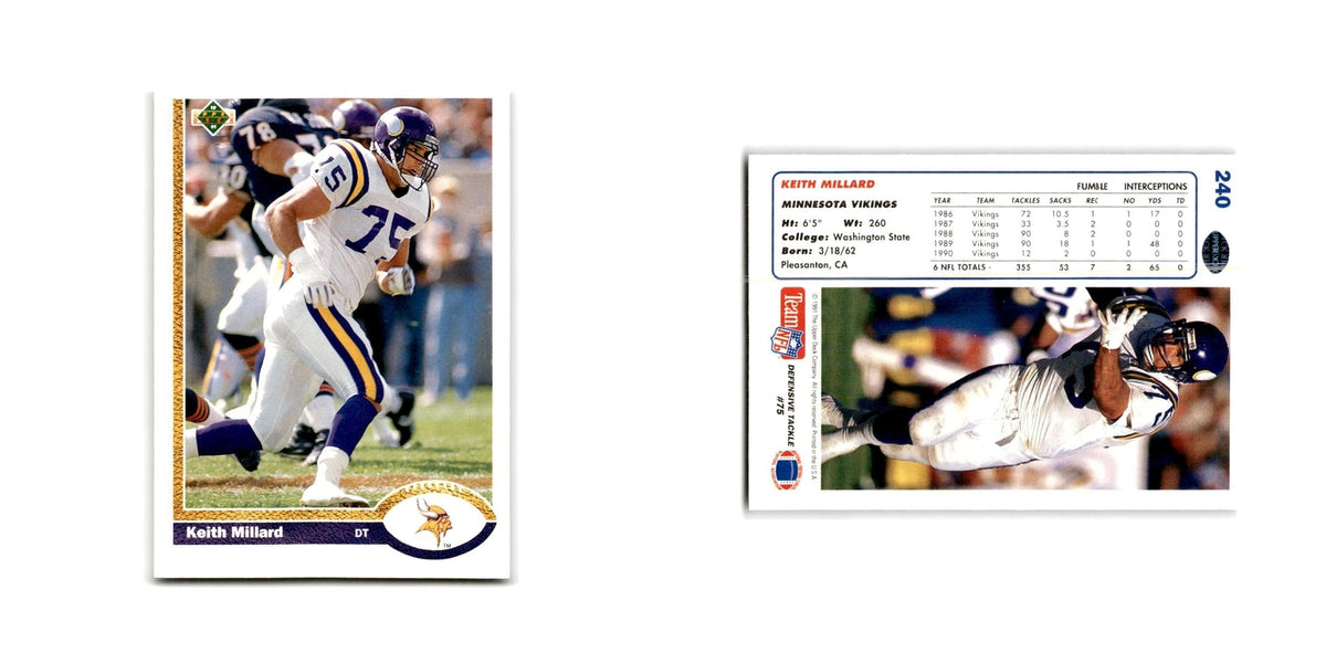 Keith Millard 1991 Upper Deck #240 Minnesota Vikings Football Card NM