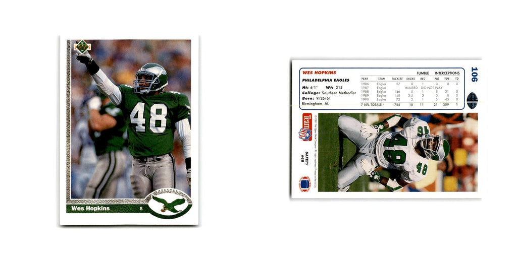 Wes Hopkins 1991 Upper Deck #106 Philadelphia Eagles Football Card NM