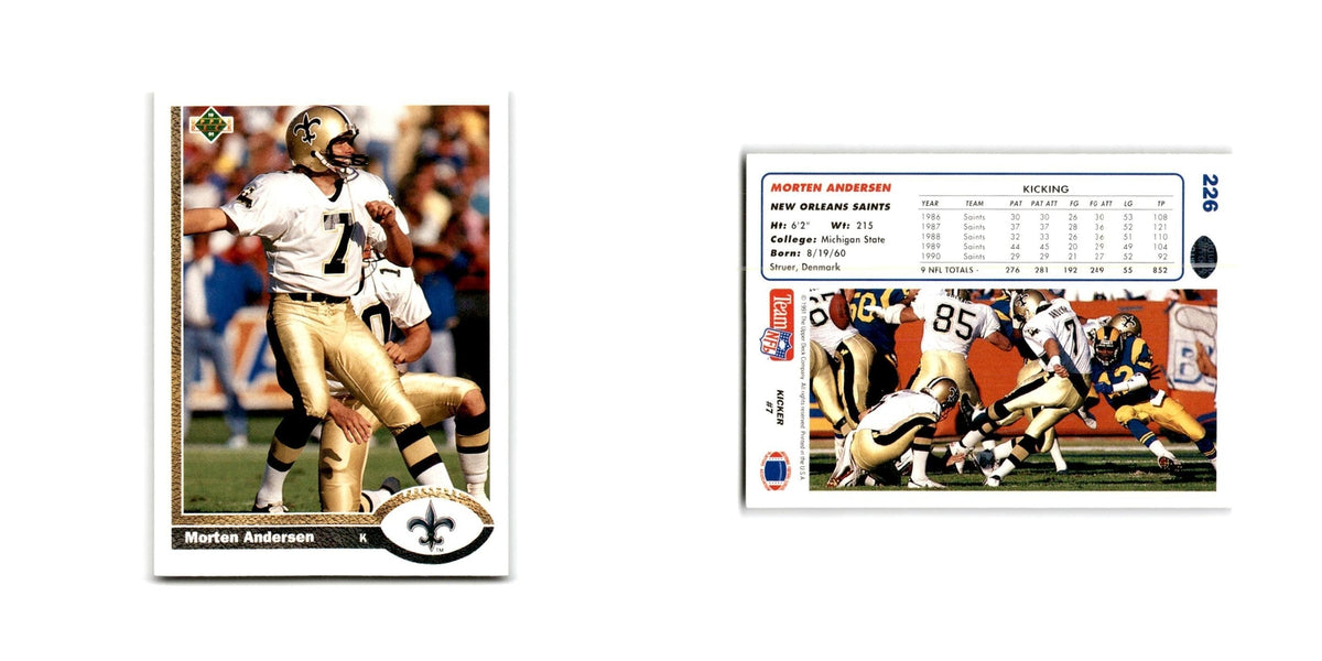 Morten Andersen 1991 Upper Deck #226 New Orleans Saints Football Card NM
