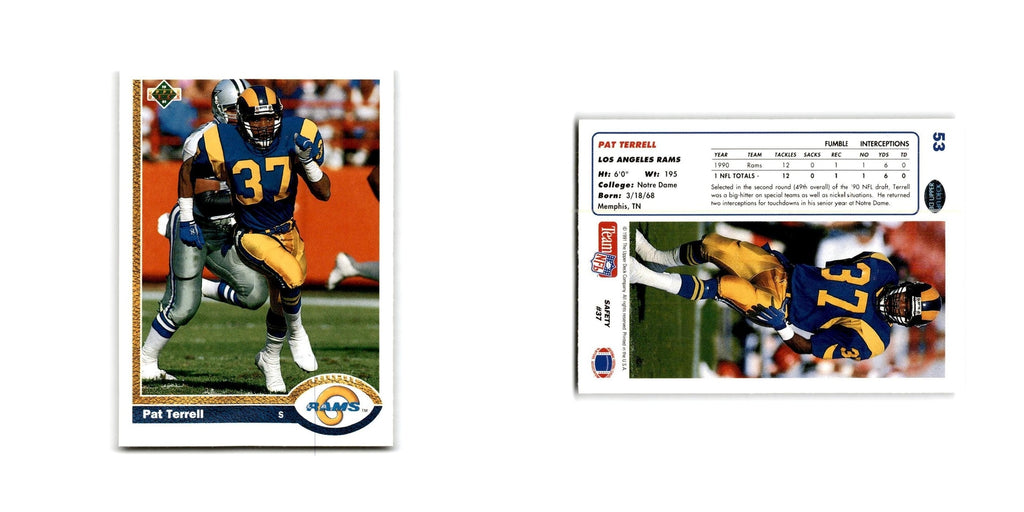 Pat Terrell 1991 Upper Deck #53 Los Angeles Rams Football Card NM