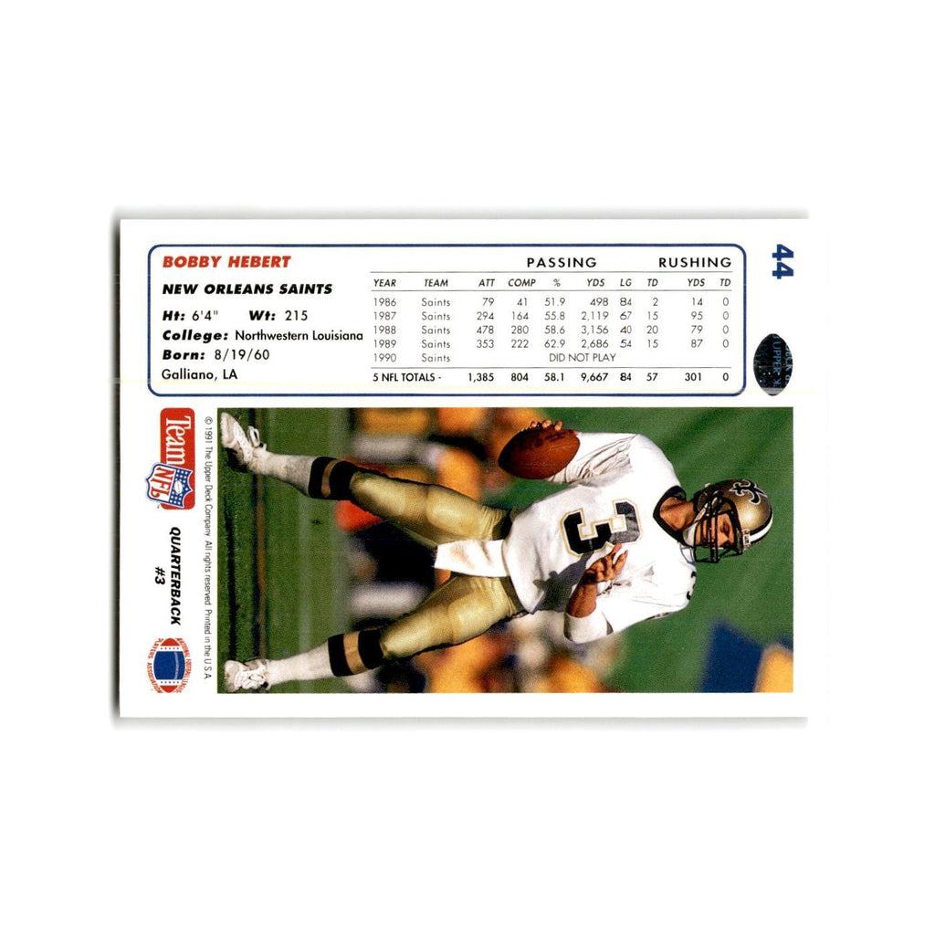 Bobby Hebert 1991 Upper Deck #44 New Orleans Saints Football Card NM