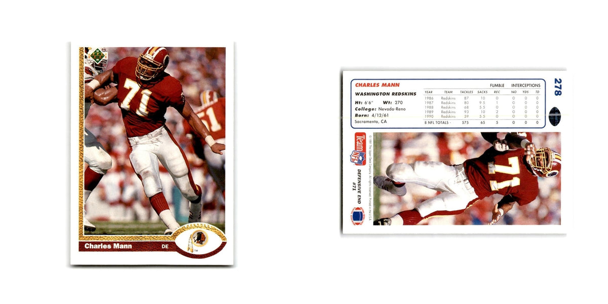 Charles Mann 1991 Upper Deck #278 Washington Redskins Football Card NM