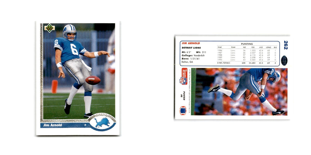 Jim Arnold 1991 Upper Deck #262 Detroit Lions Football Card NM
