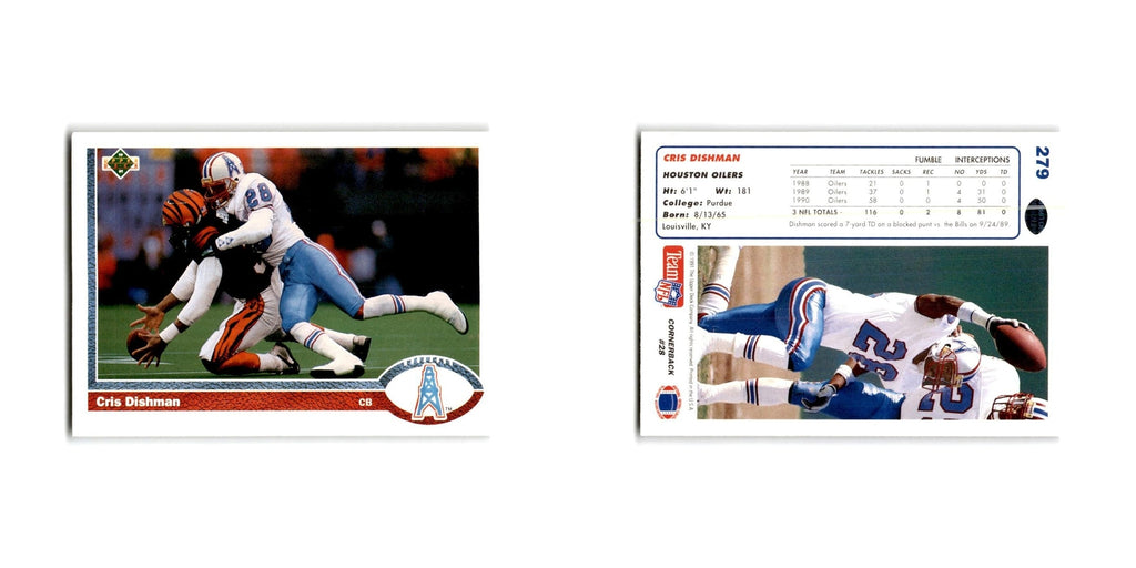 Cris Dishman 1991 Upper Deck #279 Houston Oilers Football Card NM