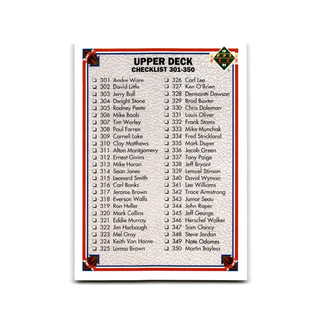 Checklist 1991 Upper Deck #400 Football Card NM