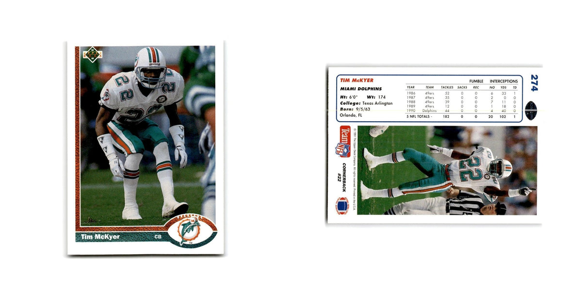 Tim McKyer 1991 Upper Deck #274 Miami Dolphins Football Card NM