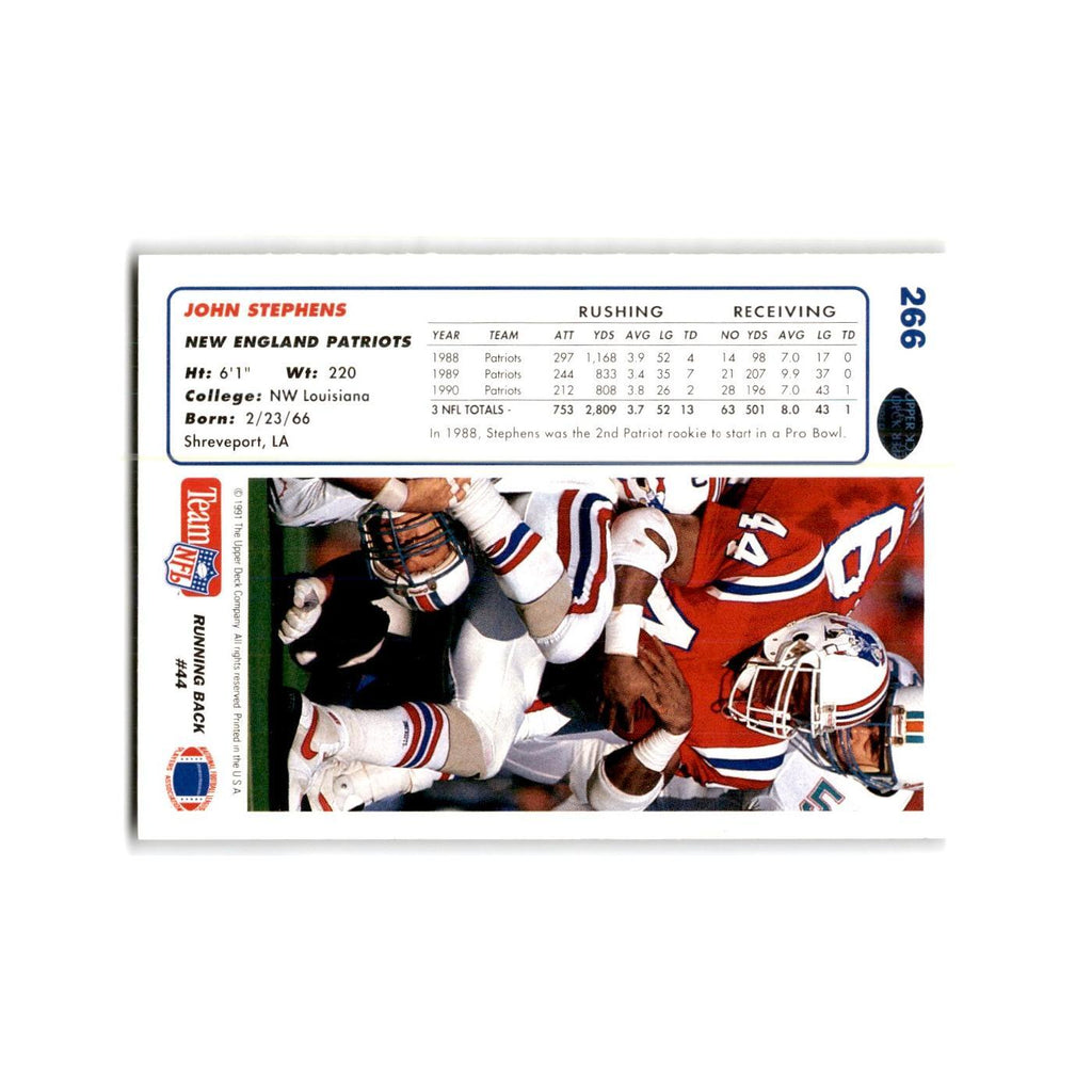 John Stephens 1991 Upper Deck #266 New England Patriots Football Card NM