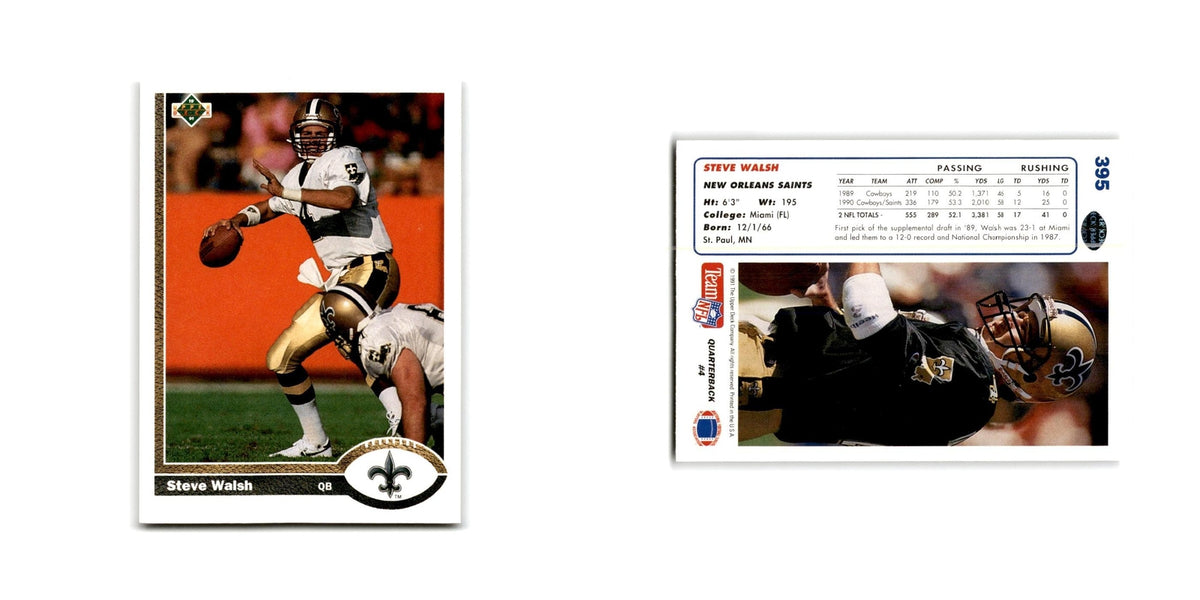 Steve Walsh 1991 Upper Deck #395 New Orleans Saints Football Card NM
