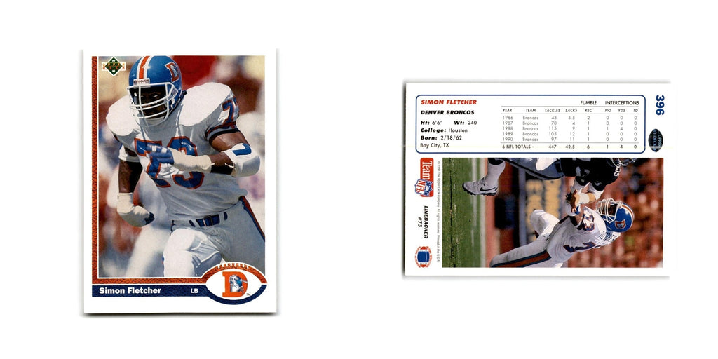 Simon Fletcher 1991 Upper Deck #396 Denver Broncos Football Card NM