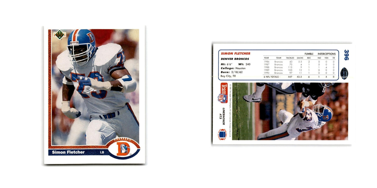 Simon Fletcher 1991 Upper Deck #396 Denver Broncos Football Card NM