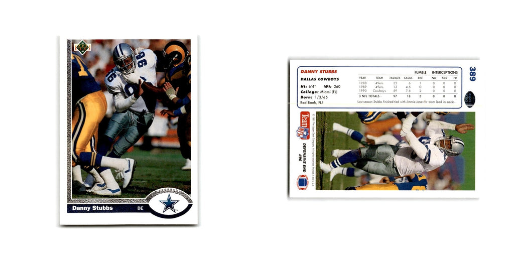 Danny Stubbs 1991 Upper Deck #389 Dallas Cowboys Football Card NM