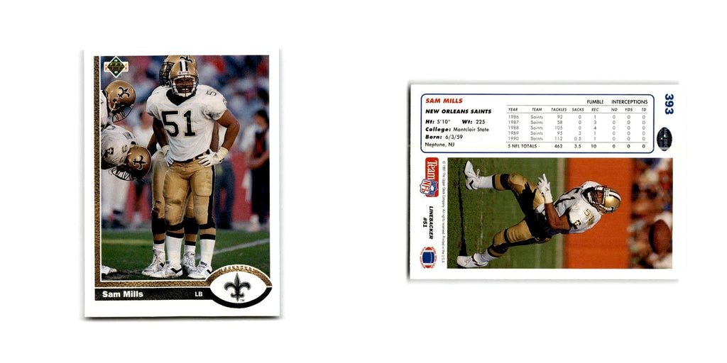 Sam Mills 1991 Upper Deck #393 New Orleans Saints Football Card NM