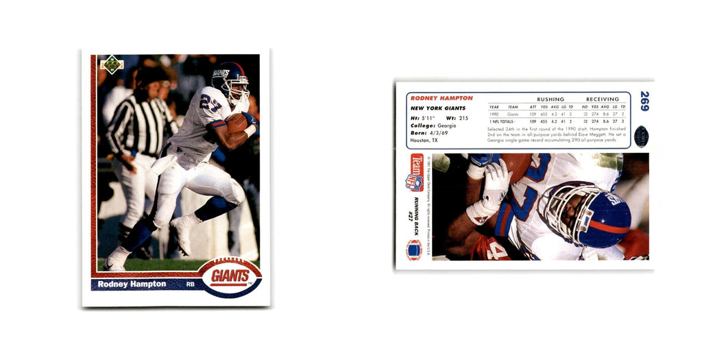 Rodney Hampton 1991 Upper Deck #269 New York Giants Football Card NM