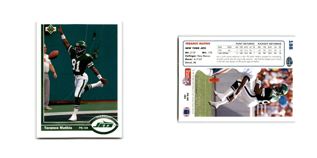 Terance Mathis 1991 Upper Deck #188 New York Jets Football Card NM