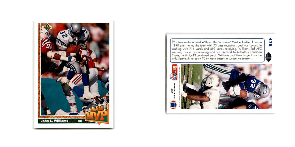 John L. Williams 1991 Upper Deck #476 Seattle Seahawks Football Card NM