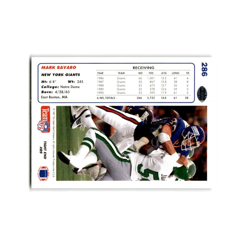 Mark Bavaro 1991 Upper Deck #286 New York Giants Football Card NM