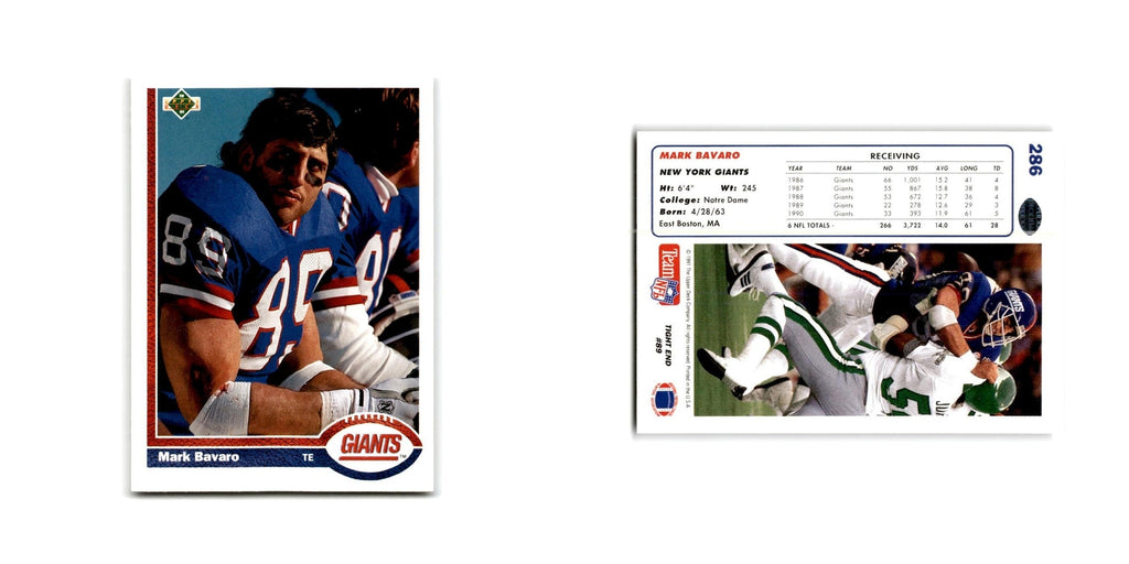 Mark Bavaro 1991 Upper Deck #286 New York Giants Football Card NM