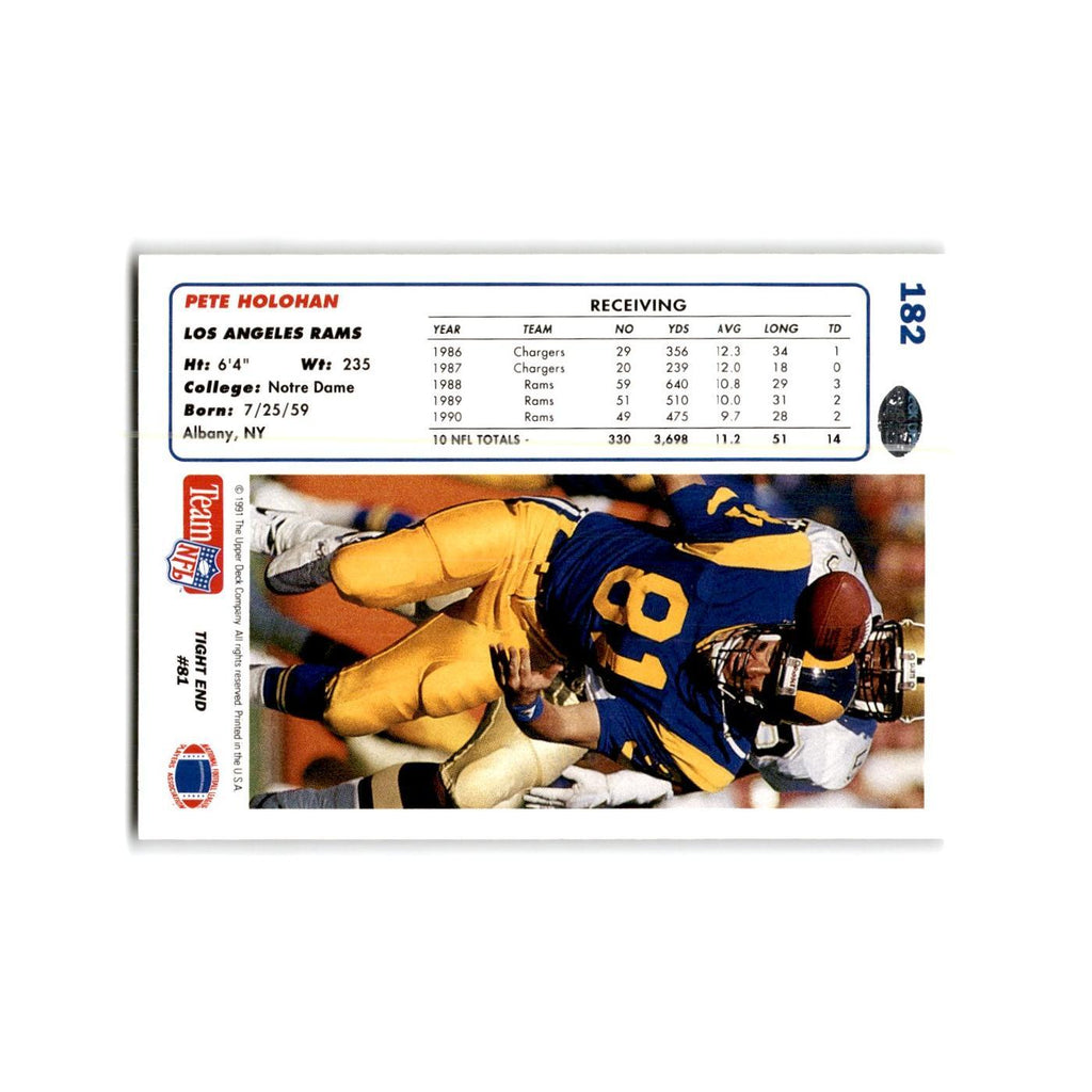 Pete Holohan 1991 Upper Deck #182 Los Angeles Rams Football Card NM