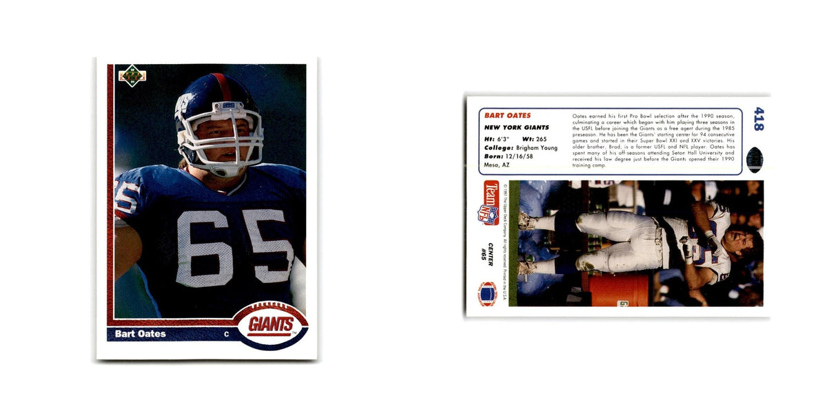 Bart Oates 1991 Upper Deck #418 New York Giants Football Card NM