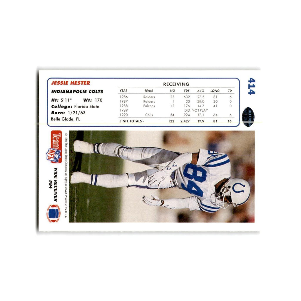 Jessie Hester 1991 Upper Deck #414 Indianapolis Colts Football Card NM